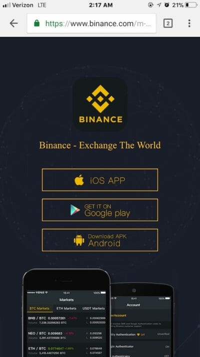 how to get binance app